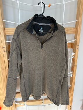Kuhl Men's Quarter-Zip Sweater in Olive Green with Black Trim